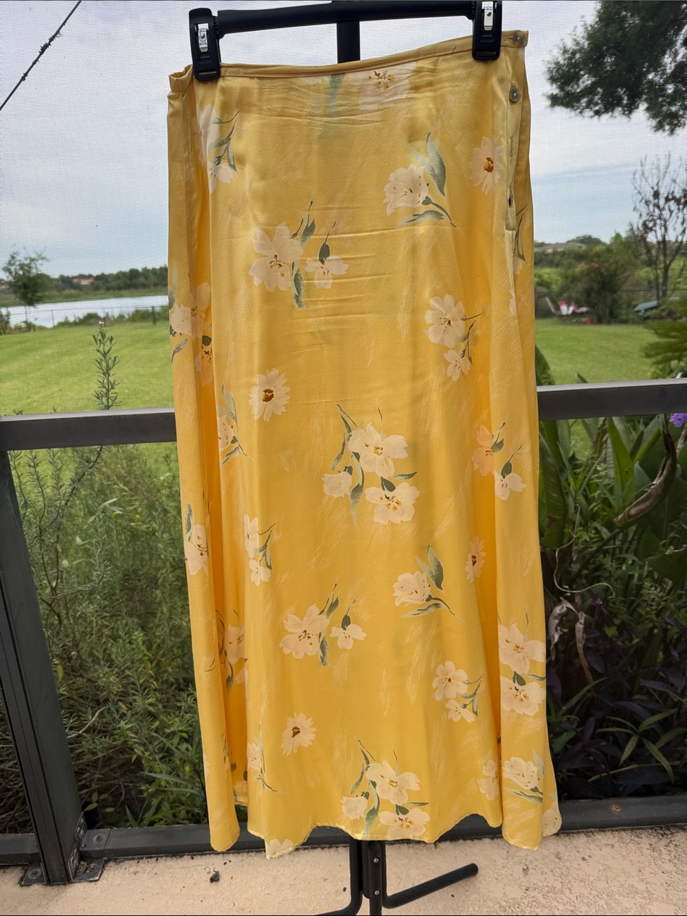 The Limited silk Yellow Floral Maxi Skirt
